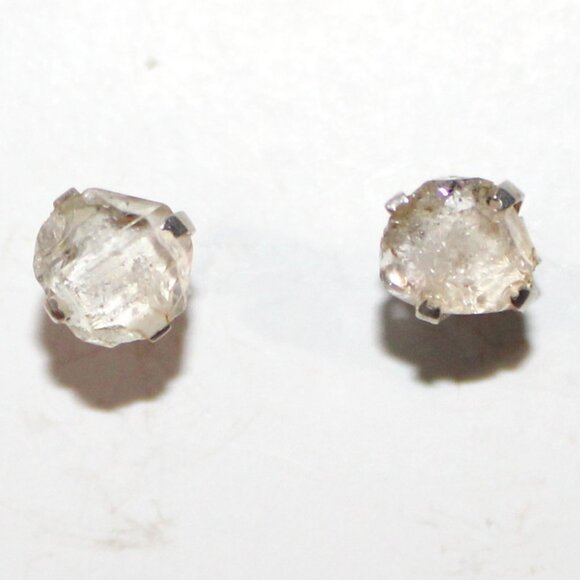 Sterling Silver Rough Cut Quartz Stud Earrings - Picture 1 of 4